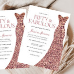 Invitación Rosa Dorada Sparkle Vestida Mujeres 50 cumpleaños<br><div class="desc">Rosa Vestido de espuma de oro Mujeres 50 cumpleaños - 50 y fabulosas mujeres 50 cumpleaños Variaciones a la invitación y artículos coincidentes en nuestra tienda</div>