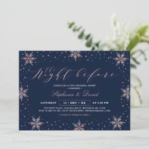 Invitación Rosa Dorado Azul Marino Fiesta Cena de Ensayo de I
