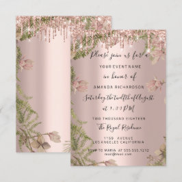 Invitación Rosa Dorado Boda de Novias Floral