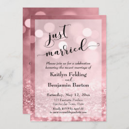 Invitación Rosa Dorado Brillo Bokeh Nos Casamos