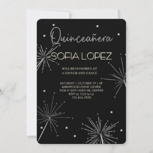 Invitación Rosa Dorado Brillo Elegante Quinceañera
