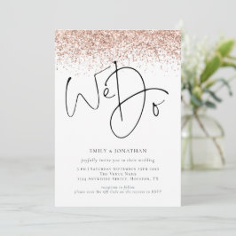 Invitación Rosa Dorado Brillo Nosotros Hacemos QR Boda