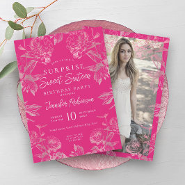 Invitación Rosa dorado caliente SORPRESA floral dulce 16