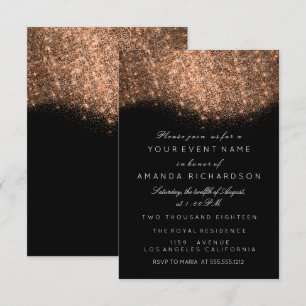 Invitación Rosa Dorado Cobre Negro Blanco Elegante