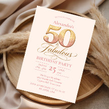 Rosa Dorado Elegante 50 Cumpleaños