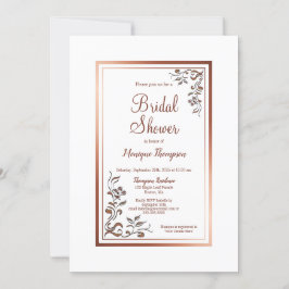 Invitación Rosa Dorado Floral Border Bridal Shower