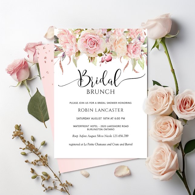 Invitación Rosa Dorado Floral Bridal Ducha/Brunch (Subido por el creador)