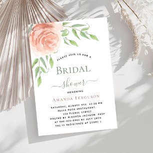 Invitación Rosa dorado florido vegetación lujo Bridal Shower