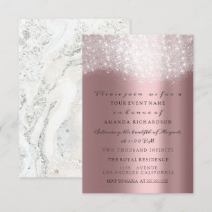 Invitación Rosa dorado gris brillo mármol confeti elegante