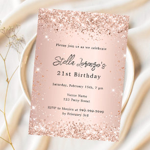 Invitación Rosa dorado lujoso color rosa