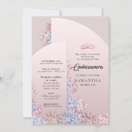 Invitación Rosa dorado lustre de arco rosa Quinceanera
