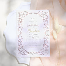 Rosa dorado marco elegante Quinceañera foto