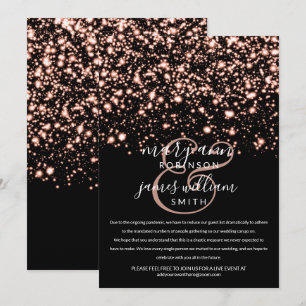 Invitación Rosa Dorado Medianoche Glam Cambió Boda reducido