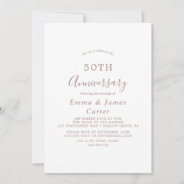 Invitación Rosa Dorado Minimalista 50 Aniversario de Boda