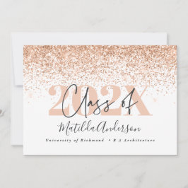 Invitación Rosa dorado moderno y elegante fiesta de graduació