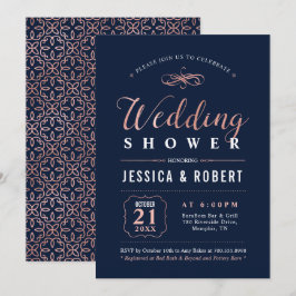 Invitación Rosa Dorado & Negro | Elegante Ducha de Boda para