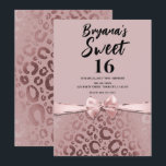 Invitación Rosa Dorado Rosa Glam Impresión Leopardo Dulce 16<br><div class="desc">Personaliza para tu evento</div>