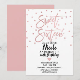 Invitación Rosa Dorado Rosa Moderno Script Dulces 16 Dieciséi