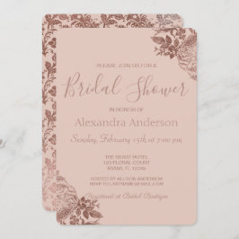 Invitación Rosa dorado rosado y ducha de novias con flores ro