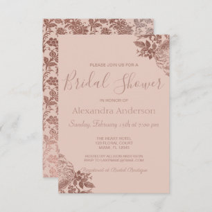 Invitación Rosa dorado rosado y ducha marrón rosa Rubor