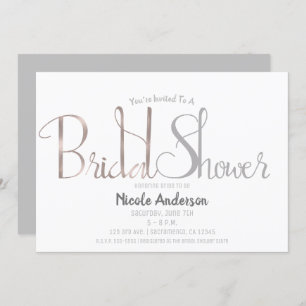 Invitación Rosa Dorado Rosado y Gris Script Moderno Ducha Nod