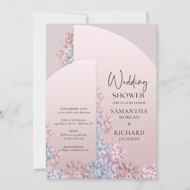 Invitación Rosa dorado rubor marrón rosa ducha de boda (Anverso)