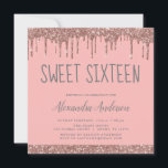 Invitación Rosa Dorado Rubor Purpurina Rosa Dulce 16 Cumpleañ<br><div class="desc">Rubor Pink - Oro Rosa y Rubor Pink Sparkly Dripping Purpurina Sweet 16 Birthday Party Invitation . Esta es la invitación a los 16 cumpleaños perfecta para una fiesta de cumpleaños de Rosa moderno y Purpurina rosado Sparkle Girly. Póngase en contacto con el diseñador para que coincida con los elementos...</div>