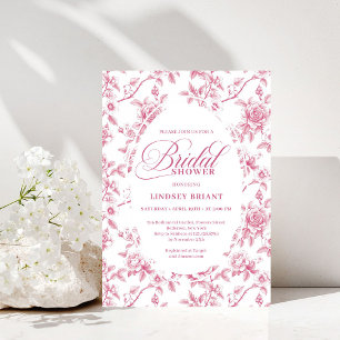 Invitación Rosa Dorado Rubor Toile Rosas Floral Despedida de 