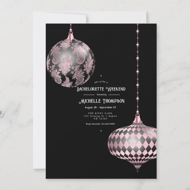 Invitación Rosa Dorado, Rubor y Despedida de Soltera de Navid (Anverso)