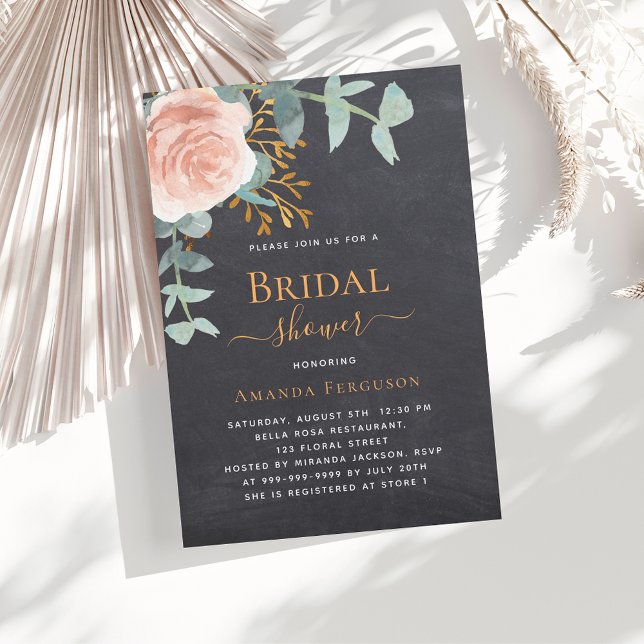 Invitación Rosa dorado verde chalet de lujo Bridal Shower (Subido por el creador)