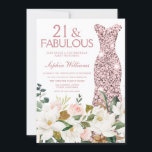 Invitación Rosa Dorado Vestido Rubor White 21st Birthday Fies<br><div class="desc">Rosa Dorado Vestido Rubor White 21st Birthday Party Invitación Ver colección coincidente en Nest Store y Nest Muchas gracias</div>