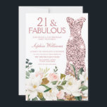 Invitación Rosa Dorado Vestido Rubor White 21st Birthday Fies<br><div class="desc">Rosa Dorado Vestido Rubor White 21st Birthday Party Invitación Ver colección coincidente en Nest Store y Nest Muchas gracias</div>