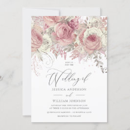 Invitación Rosa dorado y Boda floral encantado de Rubor