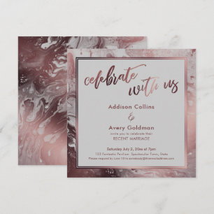 Invitación Rosa Dorado y Mármol Gris Claro Celebra con Nosotr