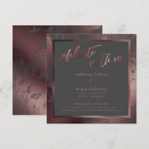 Invitación Rosa Dorado y Mármol Gris Oscuro Celebra con Nosot