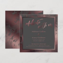 Invitación Rosa Dorado y Mármol Gris Oscuro Celebren con Noso