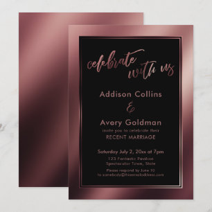 Invitación Rosa Dorado y Negro Celebra con Nosotros