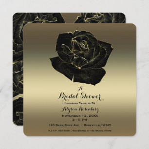 Invitación Rosa dorado y negro elegante ducha de novia