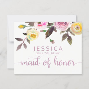 Invitación Rosa Dulce Acuarela ¿Serás mi Dama de Honor?
