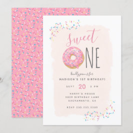 Invitación Rosa | Dulce de anillos rosados Dulce primer cumpl
