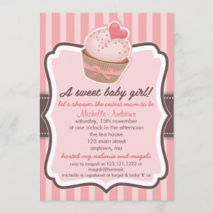 Invitación Rosa dulce de la magdalena de Baby Shower del