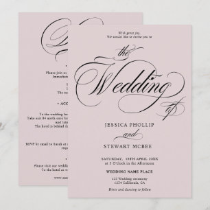 Invitación Rosa duro todo en un boda de caligrafía