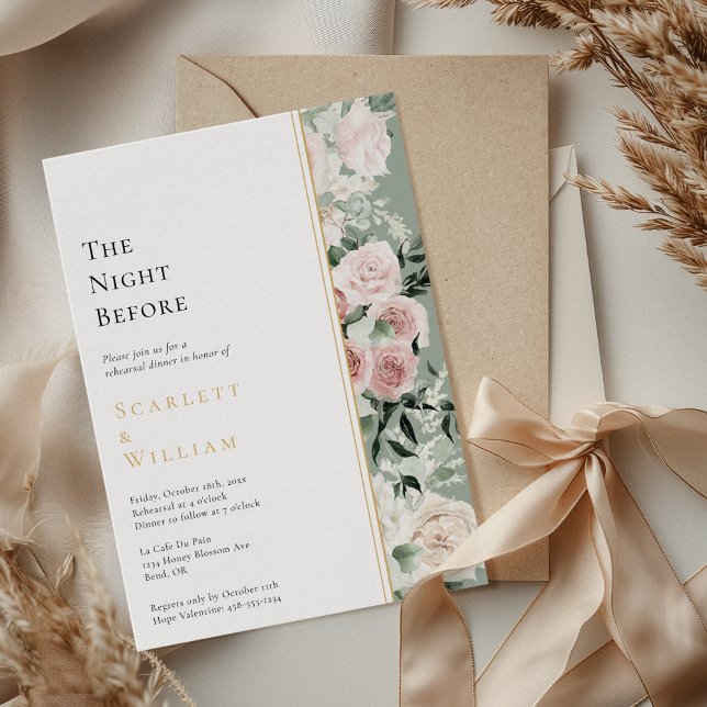 Invitación Rosa Duste Sage Boda Moderno La Noche Antes (Subido por el creador)