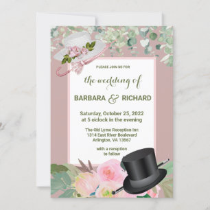 Invitación Rosa Dusty Boda Floral Romántico