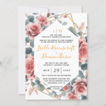 Rosa Dusty Elegante Boda Floral Oro Mauve Rosa