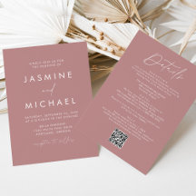 Rosa Dusty Moderno Todo En Un Boda De Código QR