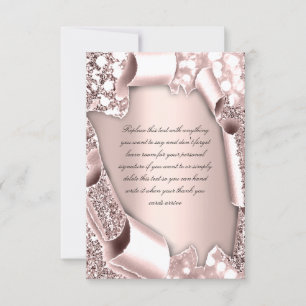 Invitación Rosa Efecto de Destello 3D Marco Iniciales Elegant