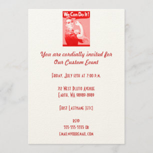 Invitación Rosa, el Riveter "¡Podemos hacerlo!"Póster