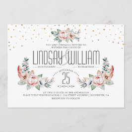 Invitación Rosa | Elegante Boda de Jardín de Verano Floral