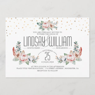 Invitación Rosa   Elegante Boda de Jardín de Verano Floral